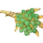 Vintage Jade Grapes Beads Brooch Pink Green Gold Tone Jewelry Accessories Green Photo 8