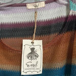 easel NWT  Striped Open Knit Striped Cold Shoulder Short Sleeve Top Size Small Photo 3