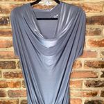 Perla Nera Gray Silver Metallic Short Sleeve Cowl Neck Jumpsuit Women's Size 8 Photo 1