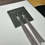 Vince Camuto  Silver Tone Chain Tassel Fringe Dangle Pierced Earrings NWT $28 Photo 2
