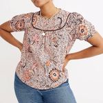 Madewell Yoked Puff-Sleeve Top in Bali Blooms floral damask shortsleeve Cotton blouse Photo 0