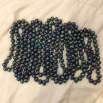 Vintage Peacock Pearls Necklace Endless Strand 99 inches Long Purple Photo 7