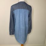 Lands' End Chambray Colorblock Denim Dress Button Front Sz Medium Blue Photo 1
