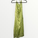 AFRM Radish Dress in Lime Green Snake Jacquard Midi Halter Front Cutout Slip NWT Photo 4
