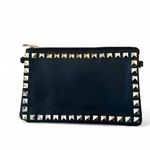 Yoki Saffiano-Style Vegan Leather Studded Clutch Crossbody – Black Gold | NWOT Photo 3