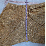 IEENA for Mac Duggal Gold Sequin One Shoulder Ruched Mini Dress Size 8 Photo 8