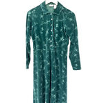 Vintage LL Bean Velour Maxi Dress 8 Long Sleeve Button Front Cottagecore Green Photo 2