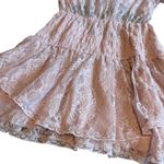 Free People Lala Dawn Rose Pink Lace Mini Dress Cutout Tie Front Size Medium NWT Photo 8