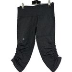 Lululemon Leggings 6 In The Flow Cropped Heathered Deep Coal Ruched Yoga Photo 1