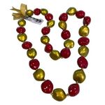 Handmade San Francisco 49ers Red Gold Kukui Nut Lei 18” Hawaiian Style NEW Photo 0