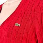 Lacoste Vintage Y2K Lipstick Red Cable Knit V Neck Sweater sz 38 / S Tenniscore Photo 6