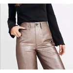 Madewell Slim Emmett Wide-Leg Crop Pants Metallic Bronze Size 25 NWT Holidays Photo 3