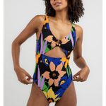 Roxy Women’s Color Jam One Piece Swimsuit Anthracite Flower Jammin Size Small Photo 1