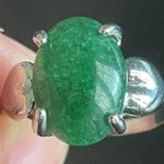 Oval green Jade heart ring size 9 Photo 3