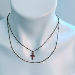 Betsey Johnson  Pink Cross Layered Necklace Photo 0