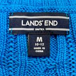 Lands' End  Cotton Cable Knit Crewneck Sweater Bright Blue Preppy winter, Size M Photo 5