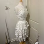 Farm Rio  $280 White Richilier Cotton Mini Halter XL Dress Lace Tiered NEW Photo 3