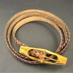 Vintage Brown Snakeskin Leather Gold Photo 1