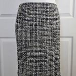 Tesori Black White Gray Tweed Pencil Skirt with white leather band Size 4 Photo 1
