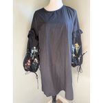 Rebellion Cotton Embroidered Dress Mini Black Floral Y2K Cottagecore Fairy Whimsi Goth Photo 1