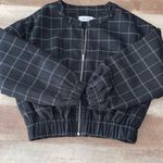 Line and Dot Line +‎ Dot Womens Check Print Full Zip Long Sleeve Bomber Jacket Black Small Photo 4