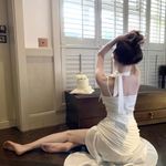 White Satin Asymmetrical Choker Ribbon Bodycon Slit Maxi Evening Wedding Dress Photo 3