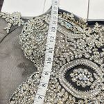 Shail K Rhinestone Mesh Black Gold Evening Gown W/ Train Size 10 Prom Photo 11