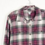 Carhartt  Large 12 14 Top Flannel Button‎ Down Shirt Red Green White Cotton 1230 Photo 4