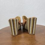 Nine West Womens Jaimy Sandals 7 Tan Leather Open Toe Cork Platform Wedge Heels Photo 1