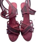 ZARA  Sheer Instep Straps Suede Stiletto Sandals Burgundy Red Women's Size 37 US Photo 1