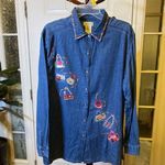 Bobbie & Brooks Bobbie Brooks denim shirt with embroidered purses size L Photo 0