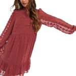 VERO MODA Mini Smock Dress with Textured Spots Red Size L New Photo 2