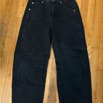 GREAIDEA Mid Rise Barrel Jeans for Women Wide Leg Mid Waist Black Photo 1