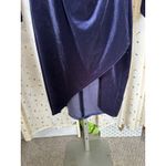 Gigi Parker Velvet Ruched Long Sleeve Sexy Stretch Bodycon Faux Wrap Dress S Blue Photo 3