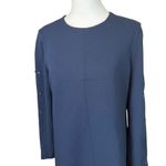 Tibi  Structured Crepe Button Detail Shift Dress Navy Size 4 Career Cocktail EUC Photo 2