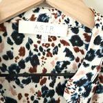 ASTR  Button Front Flare Sleeve Blouse in Leopard Print Blue White Pink Rust - L Photo 4