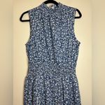 Cupshe Blue Floral Wide Leg Sleeveless Jumpsuit L Smocked Waist Pockets Photo 1