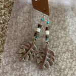 NEW Boho Silver Earrings Set Feather Hang Style and Horshoe Post Turquoise NWT Photo 6