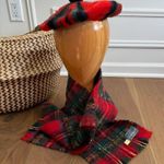 Vintage Royal Stewart Scotland Red Plaid Wool Beret Hat and Scarf Photo 0