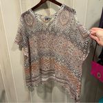 Cute Y2K style oversized aztec print crochet sweater top Boho coquette Brown Photo 6