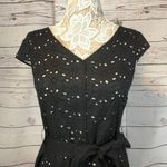 Talbots Black Daisy Eyelet Dress with white underneath & ribbon belt size 6 Photo 5