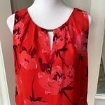 Como vintage  Y2K Red Floral Blouson Sleeveless Peplum Blouse Size Small Photo 1