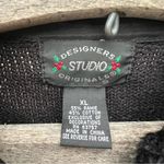 Vintage 90s Ugly Christmas Stockings Embroidered Cardigan Sweater Fur Collar XL Black Photo 4