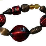 NWT Angelas Designs handmade one of a kind red and black beaded stretch bracelet Photo 0