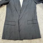 ZARA Women’s Linen Blazer Open Front Striped Rolled Sleeve Academia in Black S Photo 5