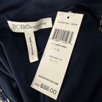 BCBGeneration  Large Midi Dress Striped Halter V-Neck Pockets Stretch Hi-Low Hem Photo 9