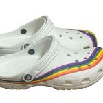 Crocs White Rainbow Pride Unisex Slip On Clogs Shoes NWT Photo 0
