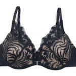Adore Me  Black‎ Lace Plunge Push Up Bra 32C Boudoir Glam Lingerie Whimsy 40043 Photo 0
