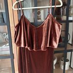 Revelry Riley Convertible Velvet Dress gown rust off shoulder maxi fit flare Orange Size 14 Photo 8