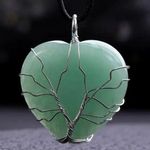 Green Aventurine Heart Shaped Natural Gemstone Tree Of Life Wire Wrap Pendant Photo 0